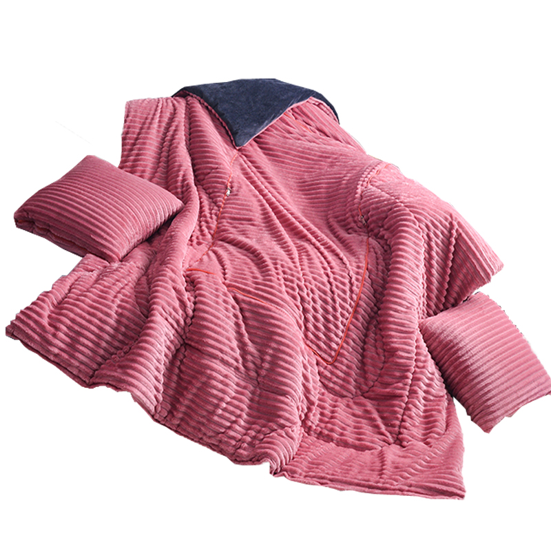 加厚纯色魔法绒抱枕被子两用冬季办公室空调被毯车用靠垫飘窗靠枕