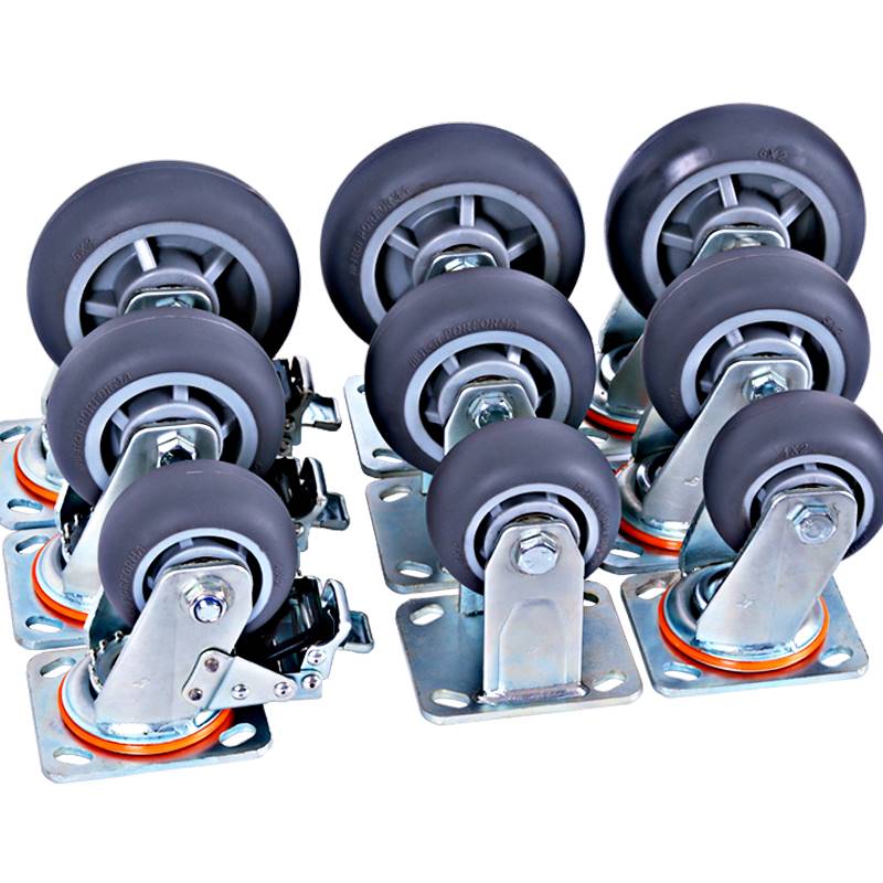 速发6寸货架轮子万向轮轮子8小推车工业脚轮重型拖车5寸带刹车橡