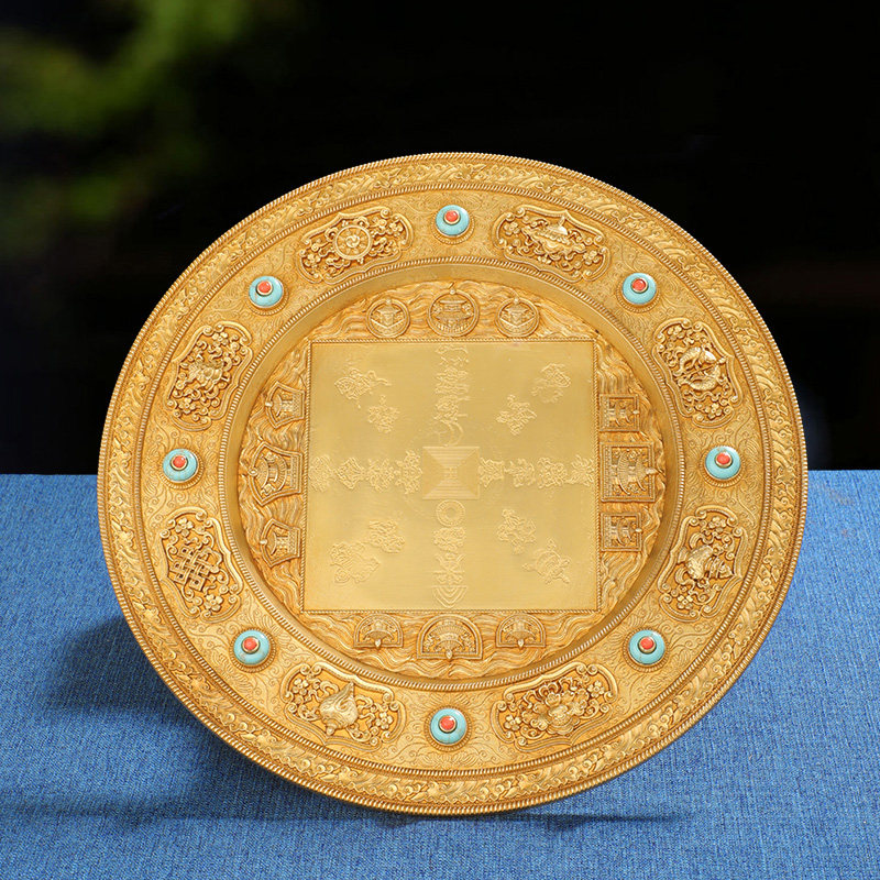 供曼扎盘慧宝纯铜密宗37堆修盘10cm曼达盘托盘家用佛前摆件曼茶罗