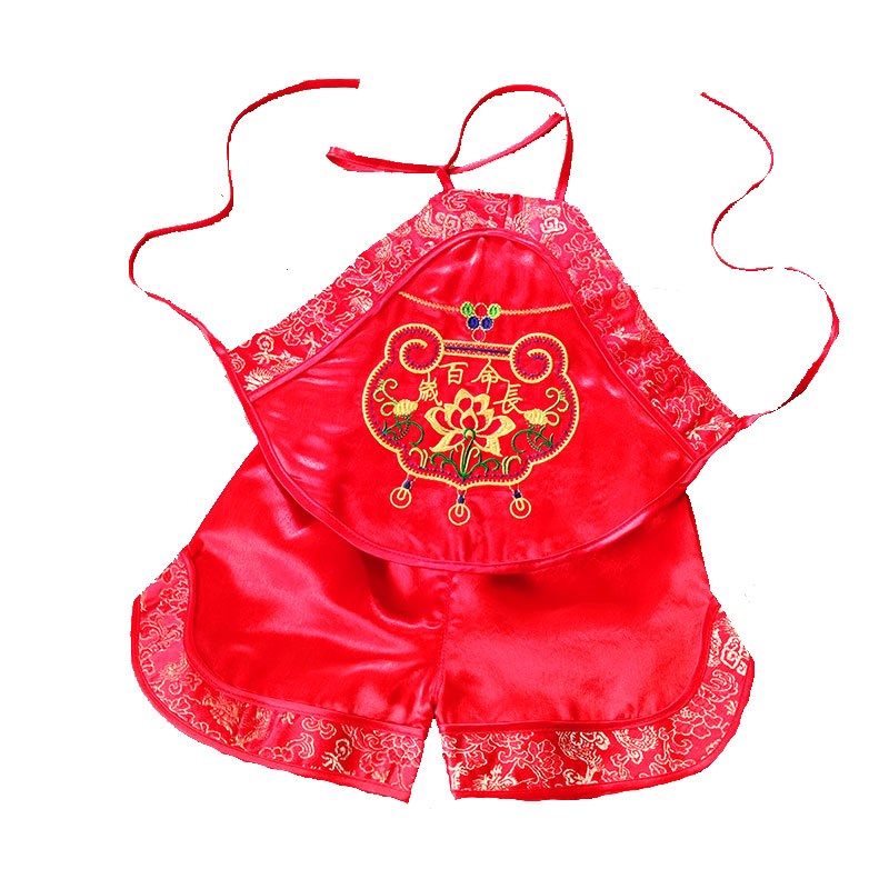 婴儿肚兜黄马褂端午节黄色五毒肚兜儿童小孩子大码肚兜锦缎0-3岁