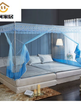 超大号蚊帐尺寸加宽拼接床大拉炼款炕床榻榻米防摔帐子订经典白色