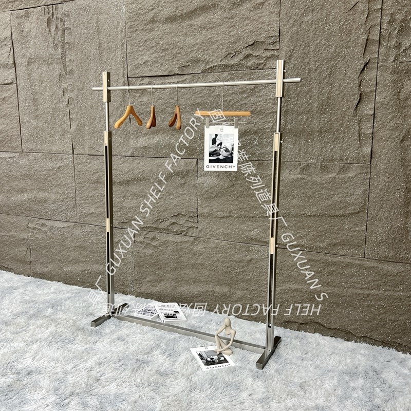 服装店落地买手店展示架夹木挂衣架网红店不锈钢架子装修陈列定制