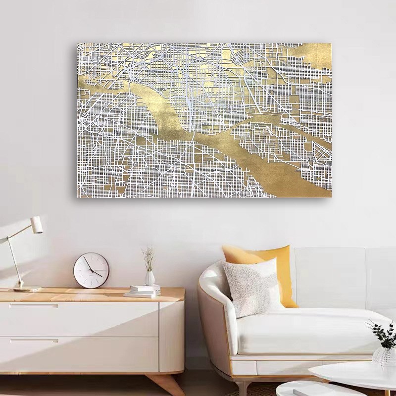 现代立体浮雕城市地图装饰画玄关客厅样板房酒店大堂展厅抽象挂画