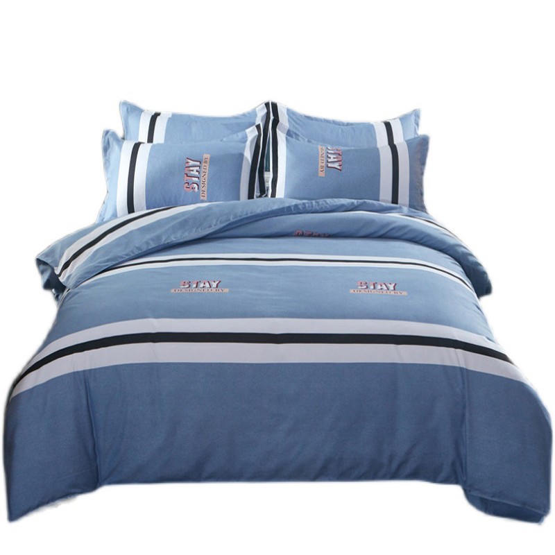 四件套全棉加厚被套双人床上用品简约男学生宿舍单人三件套春