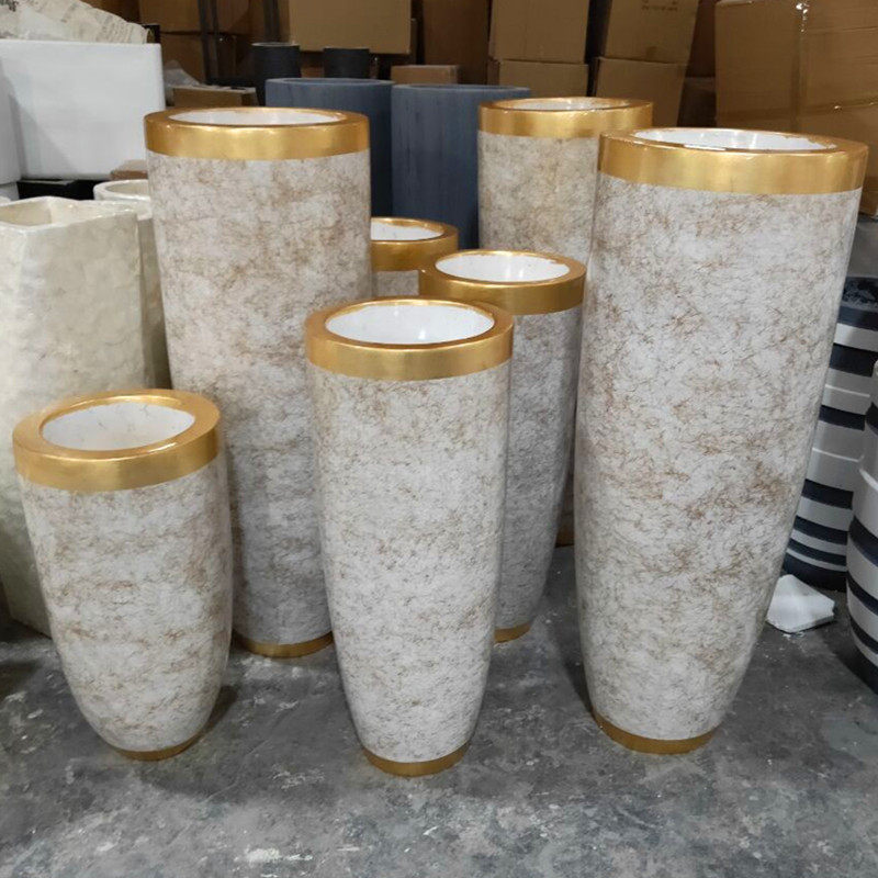 新品上架贴金箔金丝m玻璃钢落地大花瓶假花花插摆件客厅酒店装饰