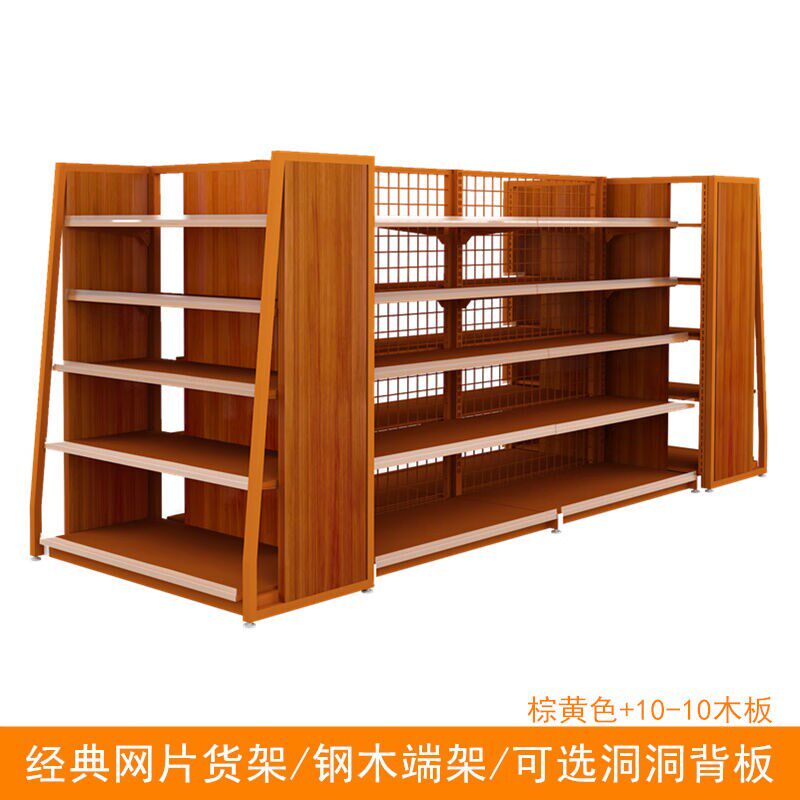 业神制造超市货架便利店货架展示架钢木双面单面宠物店用品文具货