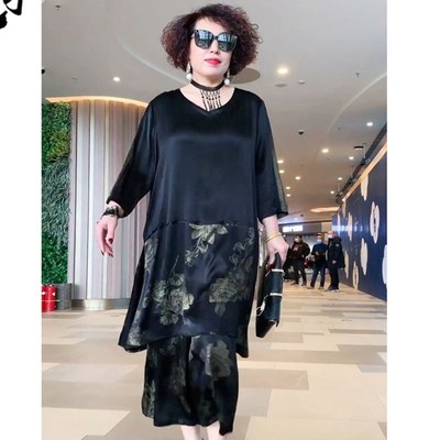 觅绱时尚气质妈妈2024春夏装两件套显瘦大码洋气减龄套装阔腿裤女