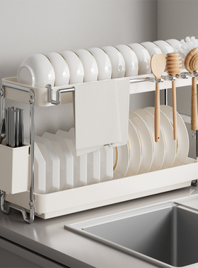 不锈钢碗碟收纳架厨房置物架20z24新款碗架沥水篮放碗筷碗盘沥水