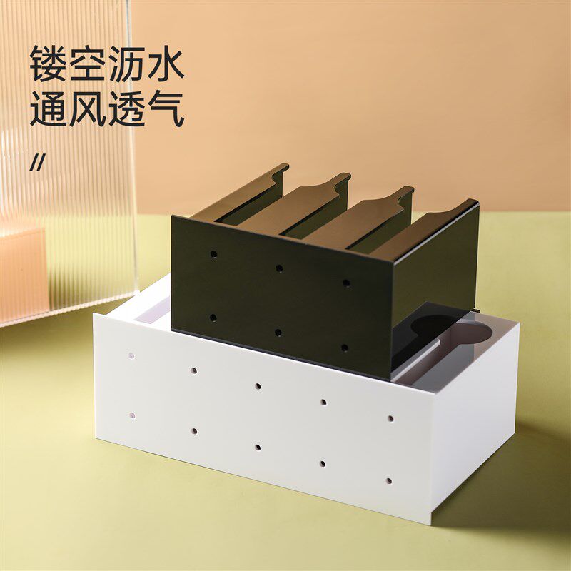 亚克力勺子收纳盒厨房汤勺汤匙沥水架置物架餐具带盖防尘餐厅商用