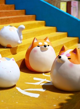 网红猫狗雕塑摆件商场幼儿园景区打卡拍照玻璃钢卡通动物美陈装饰