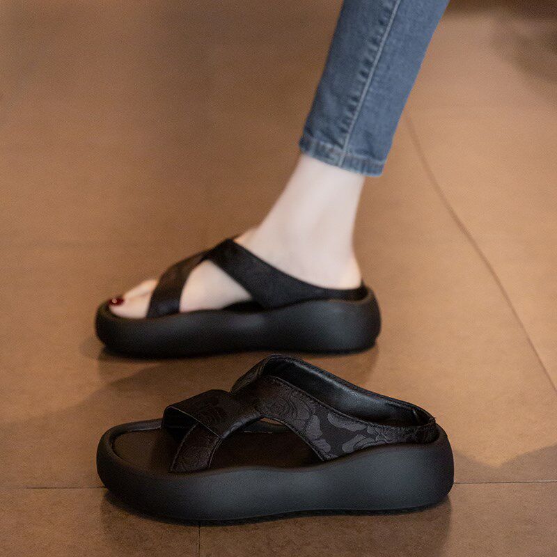 高级感拖鞋女夏季时尚外穿2024新款百搭凉鞋女款凉拖鞋厚底一字拖