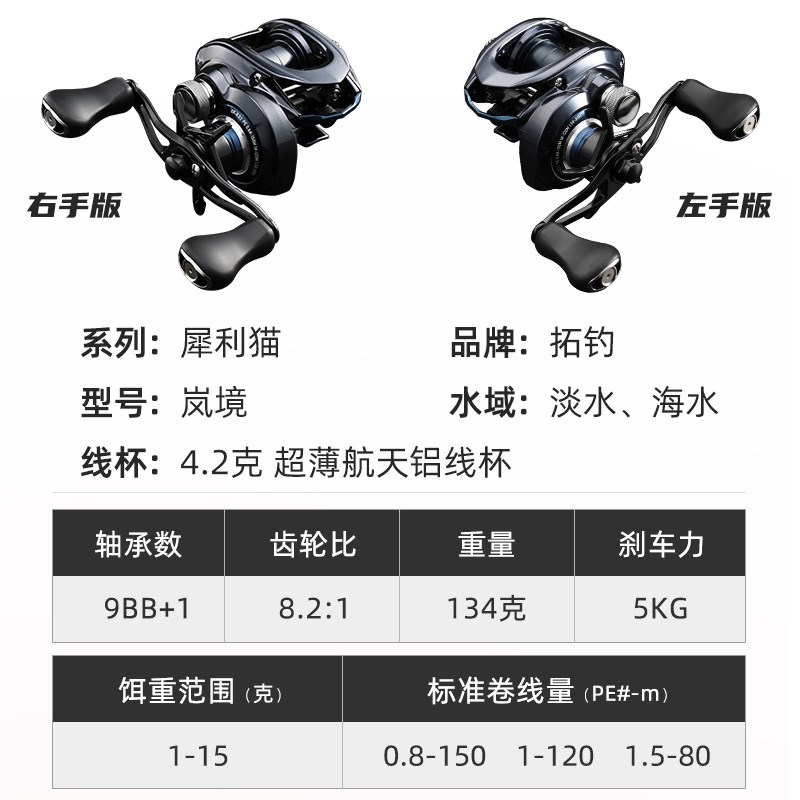 犀利猫岚境水滴轮超轻量化铝合金微物轮防海水泛用远投