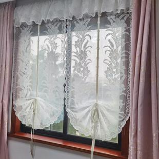 魔术贴田园窗帘厨房门帘扇形提拉帘罗马帘客厅隔间帘卧室阳台飘窗