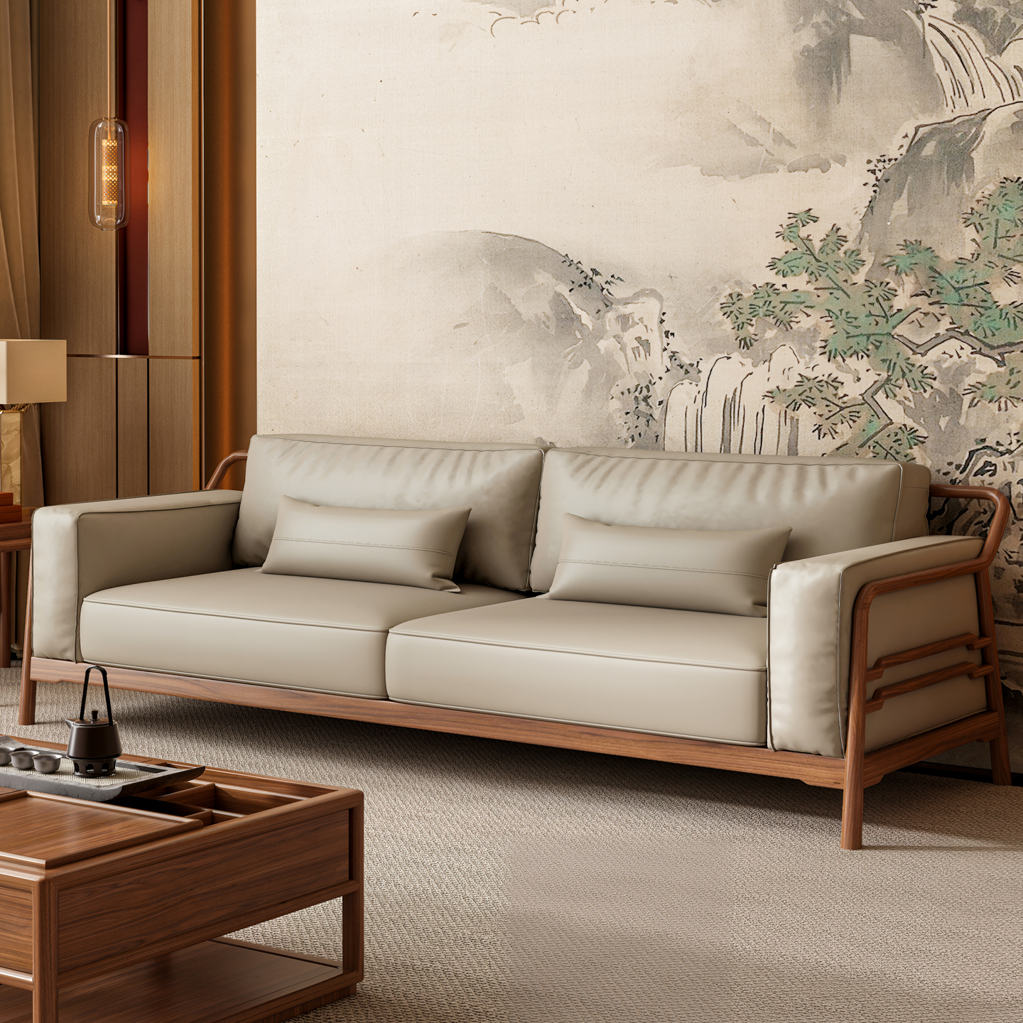 宋式美学实木沙发客厅家用新中式