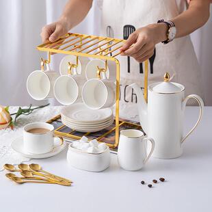 轻奢北欧风格 小奢华家用下午茶茶杯陶瓷杯碟套具 咖啡杯套装 欧式