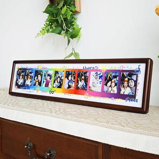 拍立得相框送男友礼物摆件彩虹拍立得mini3寸宽幅5寸实木画框