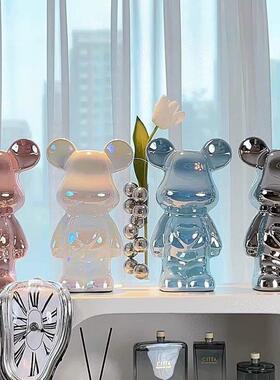 暴力熊摆件客厅轻奢高档陶瓷桌面玄关电视柜酒柜存钱罐家居装饰品