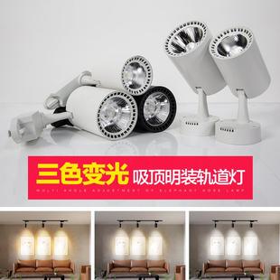 吸顶北欧路轨聚光 三色变光轨道灯led射灯小家用7w客厅背景墙明装