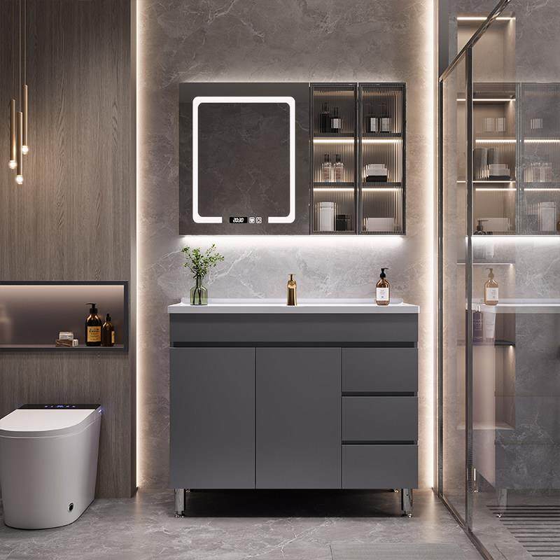 落地式304不锈钢蜂窝浴室柜组合卫生间洗手洗脸洗漱台一体陶瓷盆