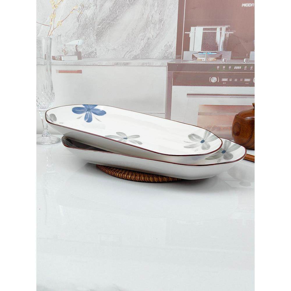 陶瓷鱼盘家用2025新款长型蒸鱼盘子轻奢高级感12寸装鱼蒸鲈鱼盘子,餐饮具,盘,淘宝优惠券,粉丝福利购,淘宝优惠卷