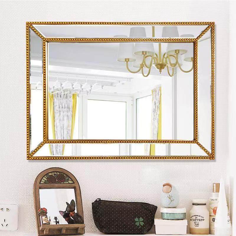 法式方形带珠点艺术化妆台化妆桌客厅装饰洗手台卫浴镜子触控带灯,家装主材,浴室镜,淘宝优惠券,粉丝福利购,淘宝优惠卷