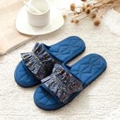 时尚 环保布底拖鞋 韩版 布艺女居家情侣碎花木地板静音机洗手工男款