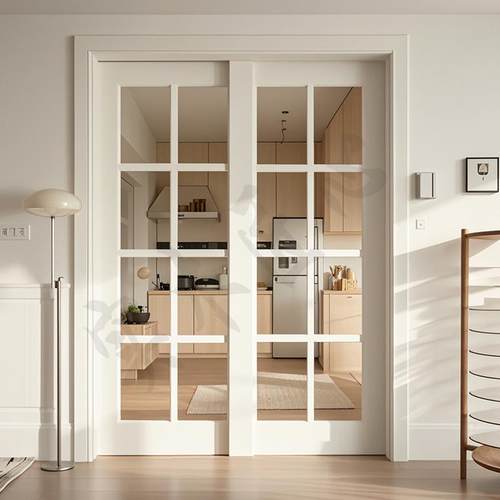 厨房推拉门实木门折叠门定制法式简约客厅隔断门阳台吊轨门玻璃门