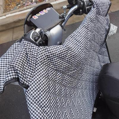 黑白格子电动车挡风被夏季2024新款防晒防风电瓶车隔热遮阳罩薄款