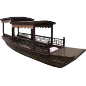 木船观光旅游船仿古乌篷船景观装 饰船手划电动游船实木水上餐饮船