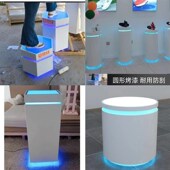 木制烤漆六角展台商业精品展柜带灯展台科技馆会展台发光地台