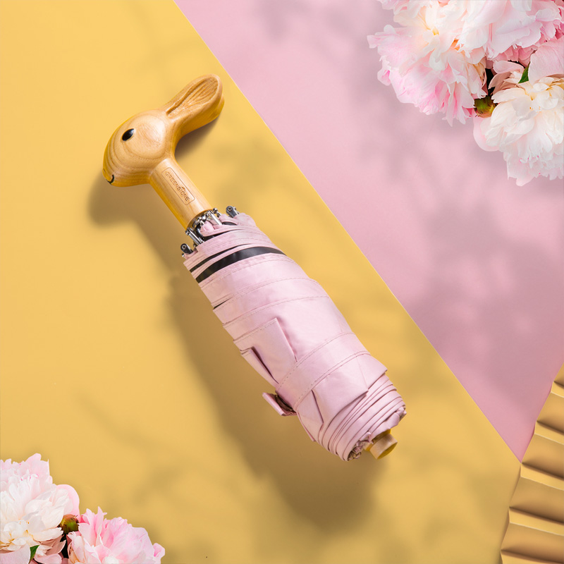 可爱木兔头迷你五折叠晴雨伞两用黑胶遮阳防晒紫外线太阳伞女