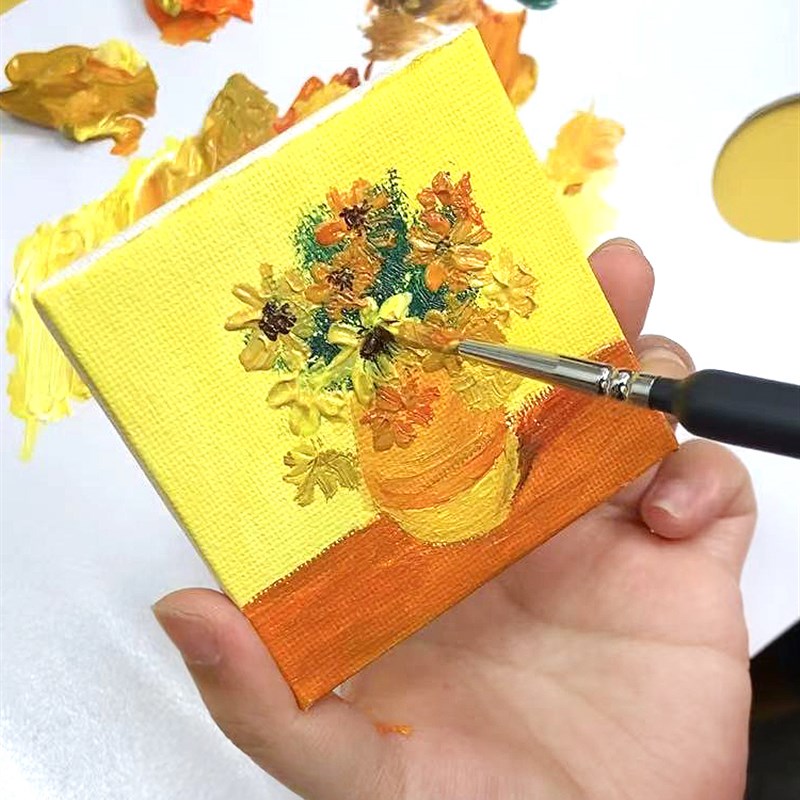 迷你油画框画板掌心油画板丙烯颜料工具桌面练习油画内框画架