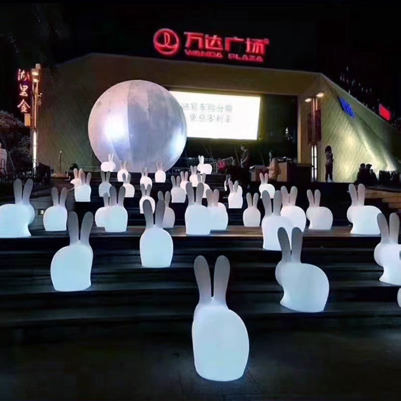 LED中秋广场玉兔灯 户外活动装饰发光兔子凳商场美陈望月兔子夜灯