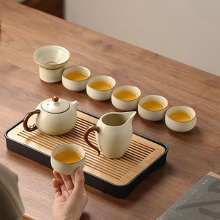 户外便携式 汝窑旅行茶具套装 收纳包家用简约茶盘陶瓷高端功夫茶杯