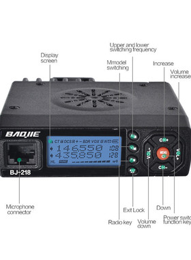 宝捷BJ-218UV双段迷你小车台25W自驾游车队宝捷218车载电台对讲