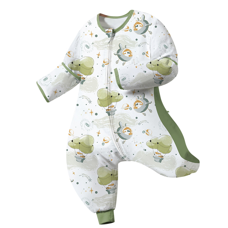 婴儿睡袋春秋款宝宝纱布春夏季薄款竹棉分腿儿童防踢被四季通用