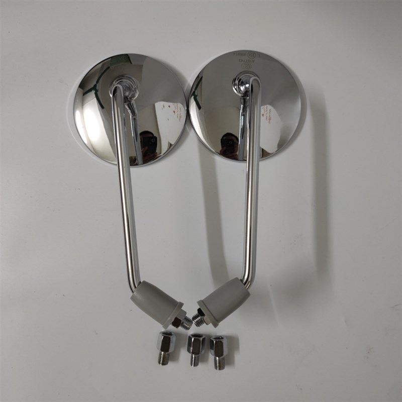 复古圆形后视镜方形倒车镜小牛改装反光镜摩托车通用全金属后视镜