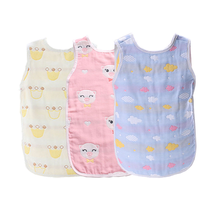 六层纱布春夏季婴儿宝宝护肚兜神器小中大童睡袋蘑菇无背心式薄款