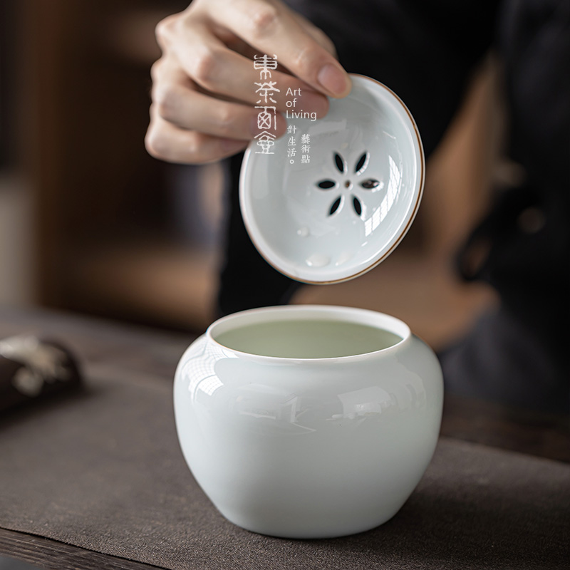 甜白瓷建水小号陶瓷茶洗茶艺表演茶渣筒废茶水壶承茶道蓄水干泡台