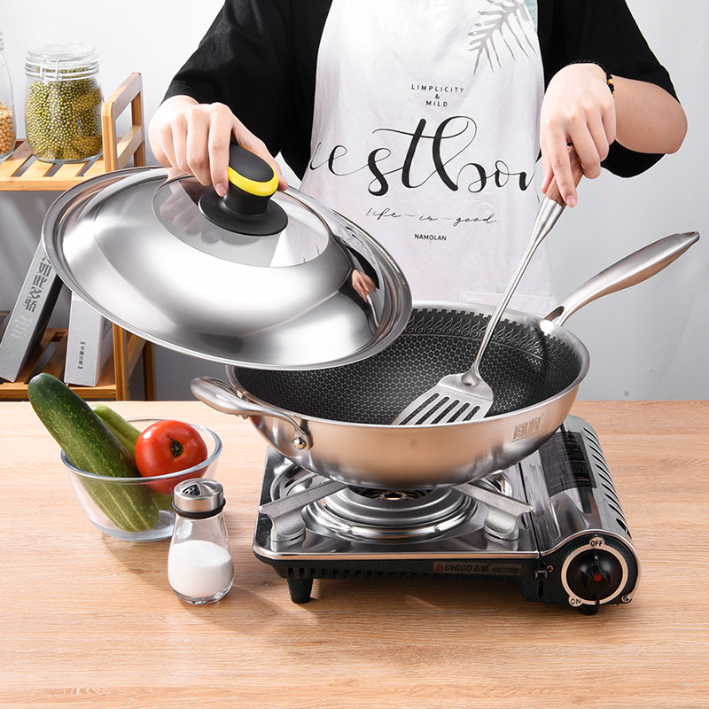 不锈钢锅盖家用炒菜锅盖子24cm40cm炒锅可视锅盖通用透明玻璃盖