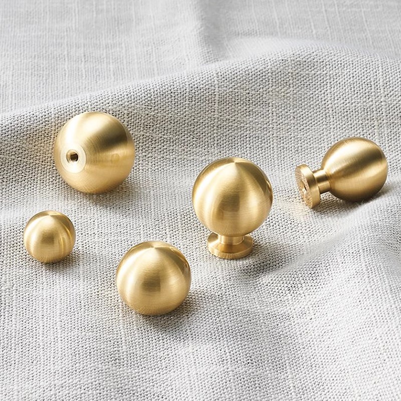 黄铜拉手大全金色衣柜门抽屉橱柜法式单孔圆形圆球水晶高级感把手