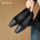女春季 2026新款 方头女鞋 达芙妮黑色浅口内增高小单鞋 软底奶奶鞋 子
