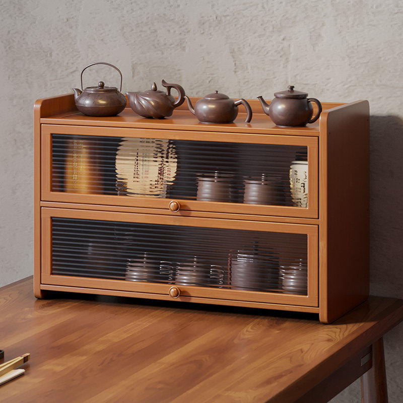 茶具茶杯置物架桌面杯子茶壶水杯防尘收纳架子茶桌桌上小型博古架