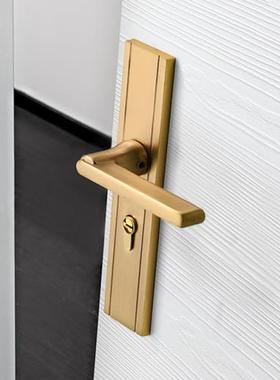 2020新款金色室内门锁静音卧室房门锁实木门锁具拉丝铜加厚实心锁