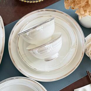 后海2025新款骨瓷防烫5英寸吃饭碗现代轻奢餐具陶瓷家用面碗套装