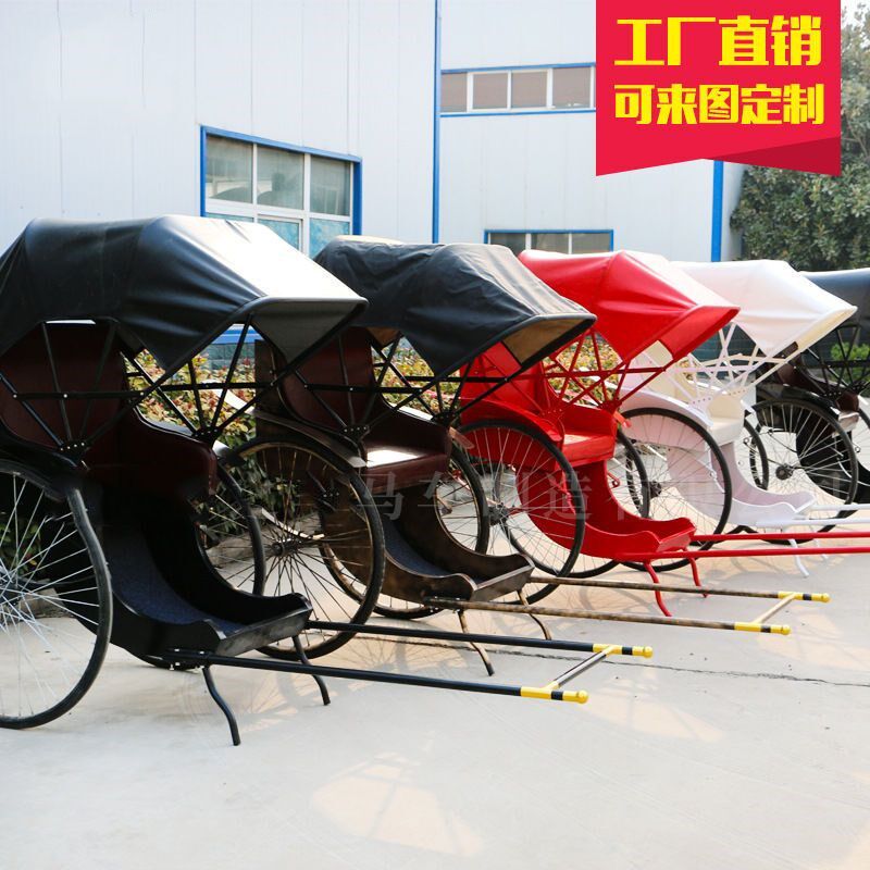 复古人力黄包车可拉载客景区观光摆渡老上海黄包车颜色双人婚庆