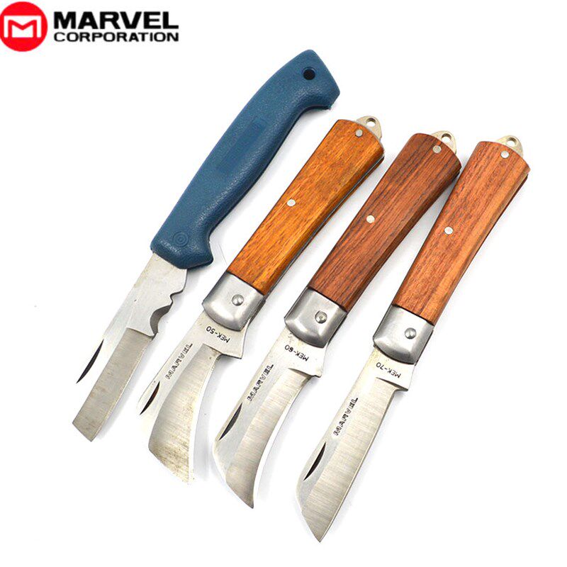 日本进口MARVEL玛宝弯咀电工刀直咀电工刀MEK-50P 50 60 嫁接折叠