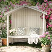 户外院子双人靠背座椅室外庭院实木露天花园休闲 景观椅子防水防