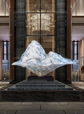 中式酒店大堂售楼处大型不锈钢铁艺抽象假山镂空吊饰创意落地摆件