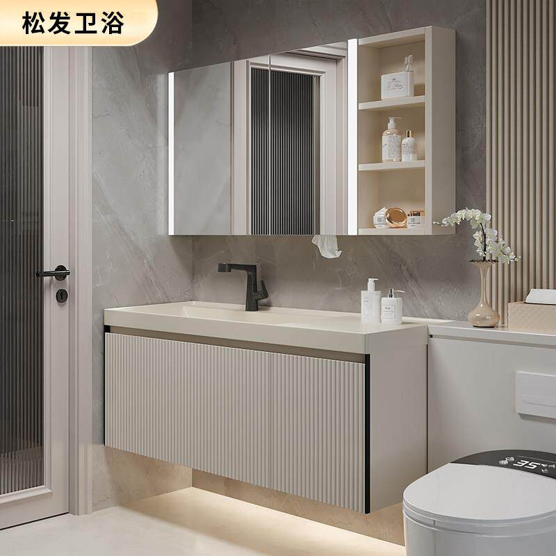 2025新款北欧橡木烤漆浴室柜组合陶瓷一体可丽耐化妆室洗手洗脸盆